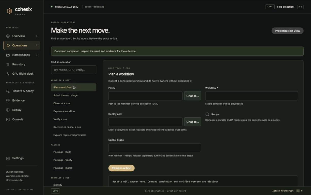 SwarmUI guided host workflow with named inputs and review